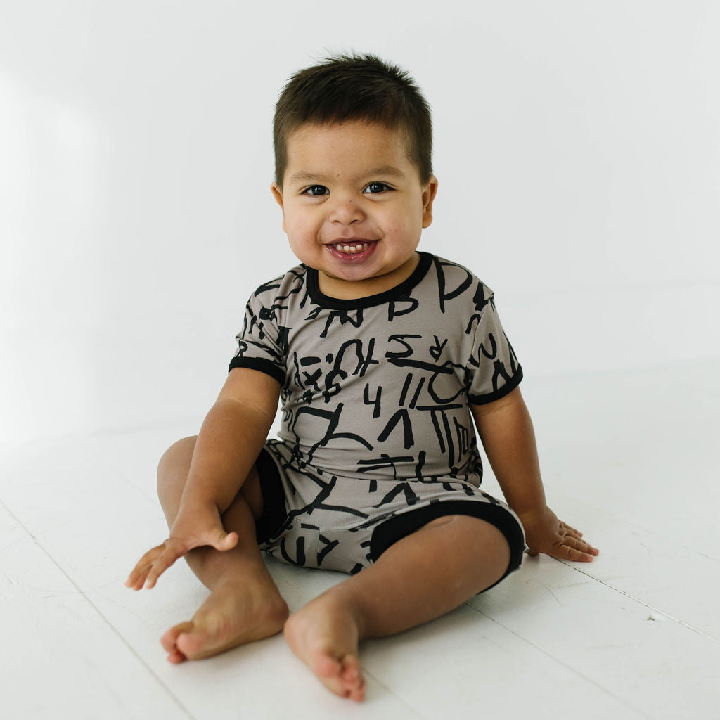 Caden's Alphabet for Autism Mini Ribbed Shorty Romper