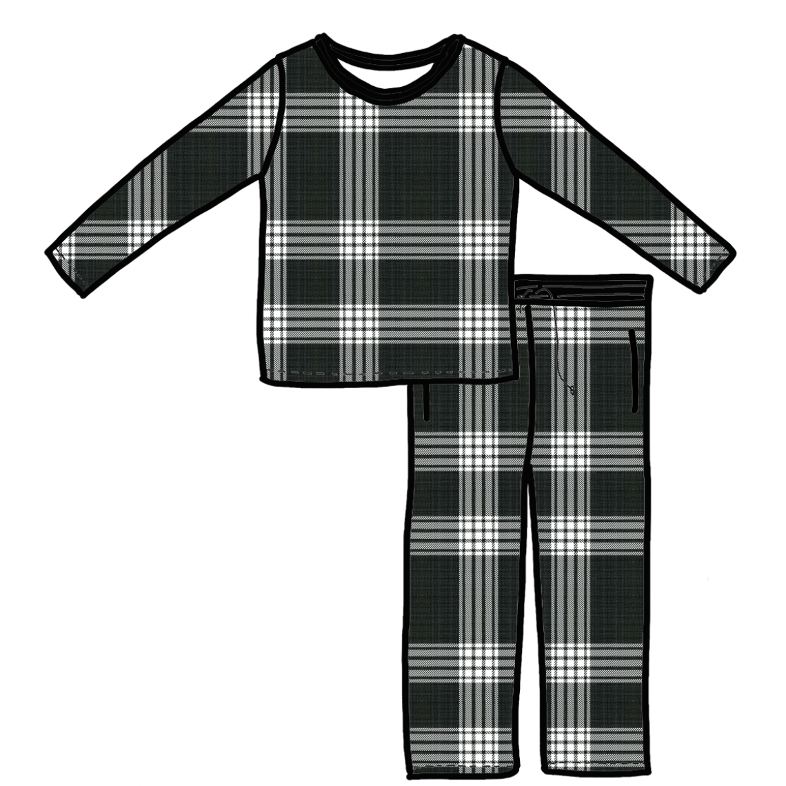 Ain't Mad About Plaid  Men's Long Sleeve Two Piece Set (3x-5x)