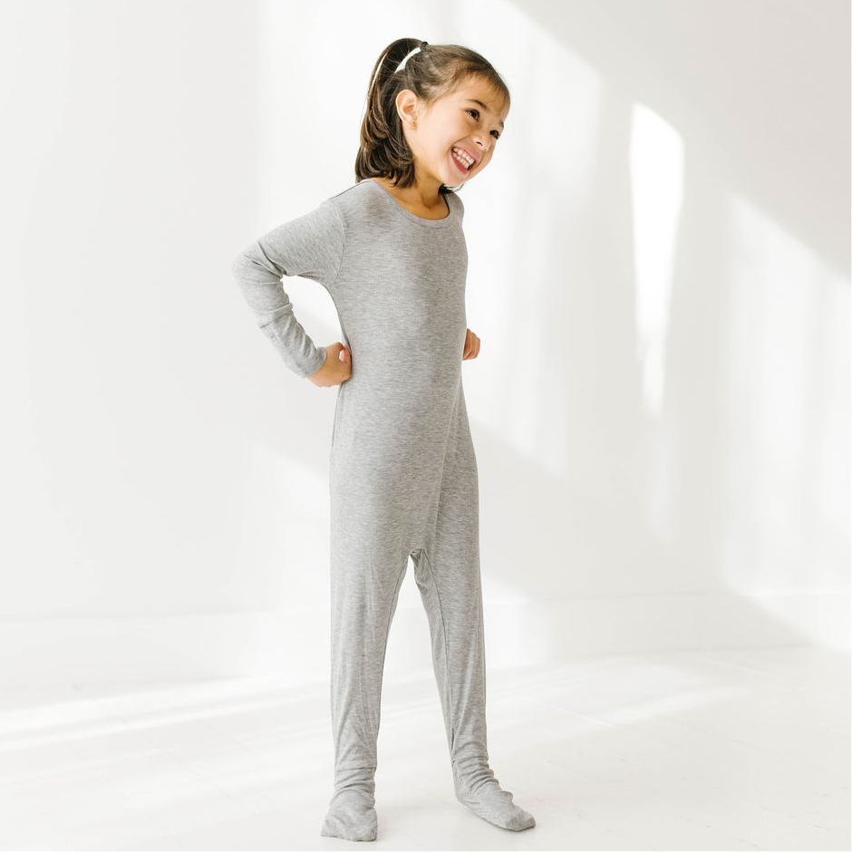 Glacier Grey Mini Ribbed Kid's Day to Night Romper