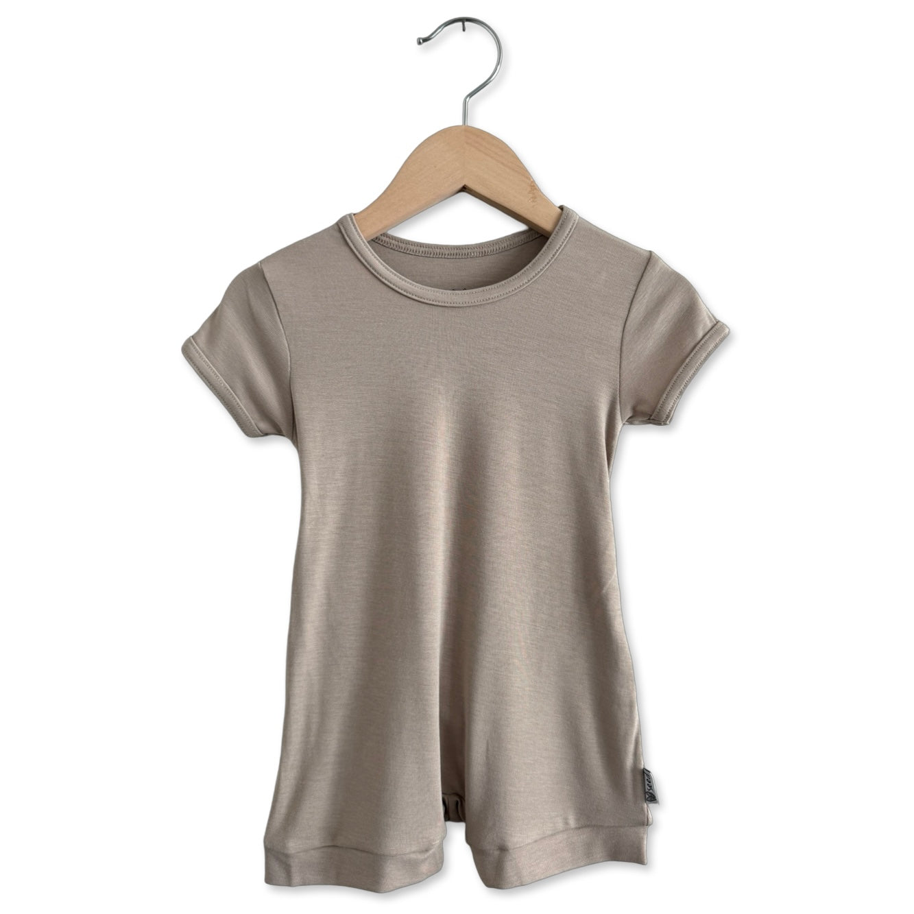 Taupe Mini Ribbed Kid Shorty Romper