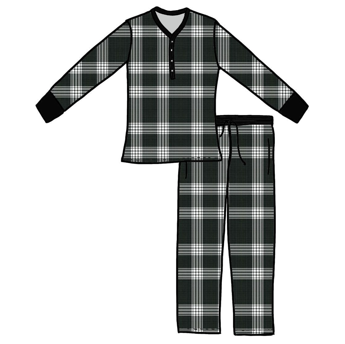 Ain't Mad About Plaid Women's Long Sleeve Two Piece Set (3x-5x)