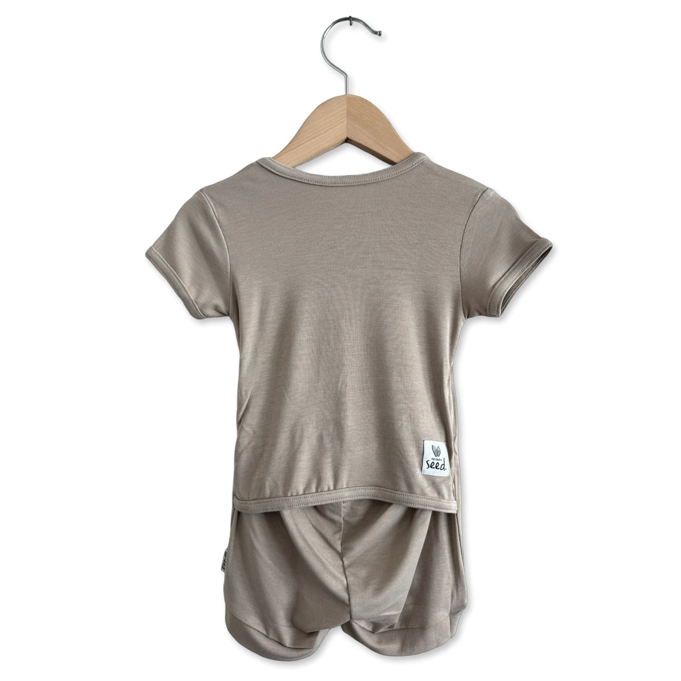 Taupe of the Morning Mini Ribbed Shorty Romper