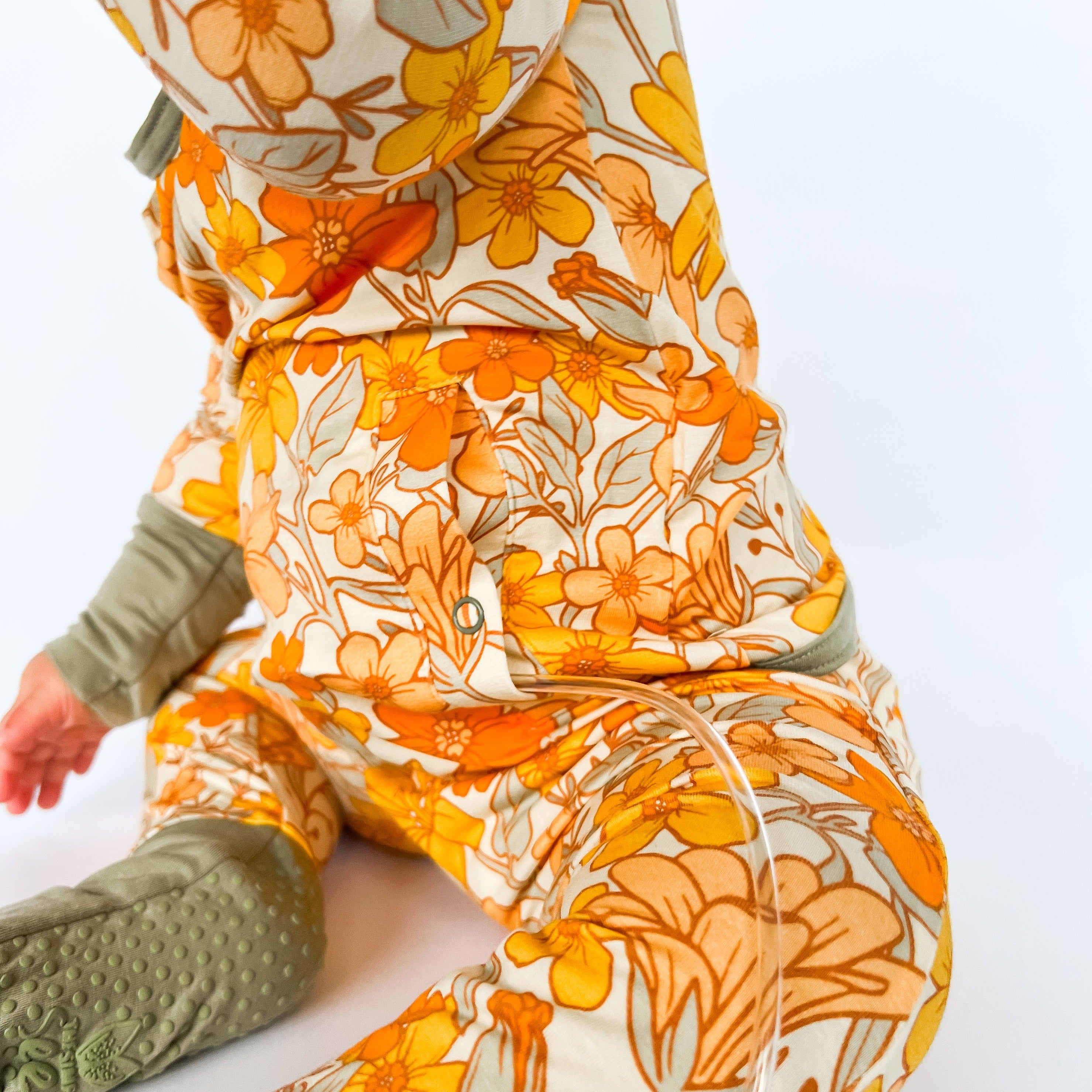 Fallin' for Blooms Adaptive Tube Access with snaps Kid's Day to Night Romper