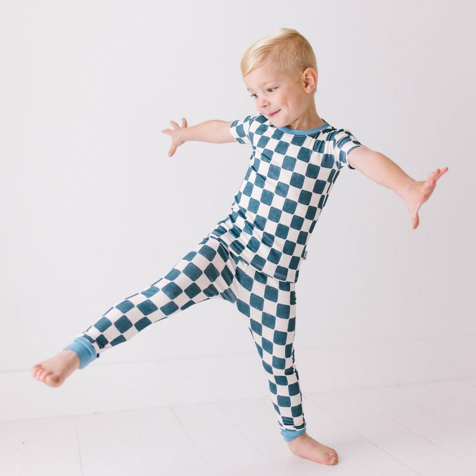 Checker Me Out Mini Ribbed Two Piece Kid's Jammie Set