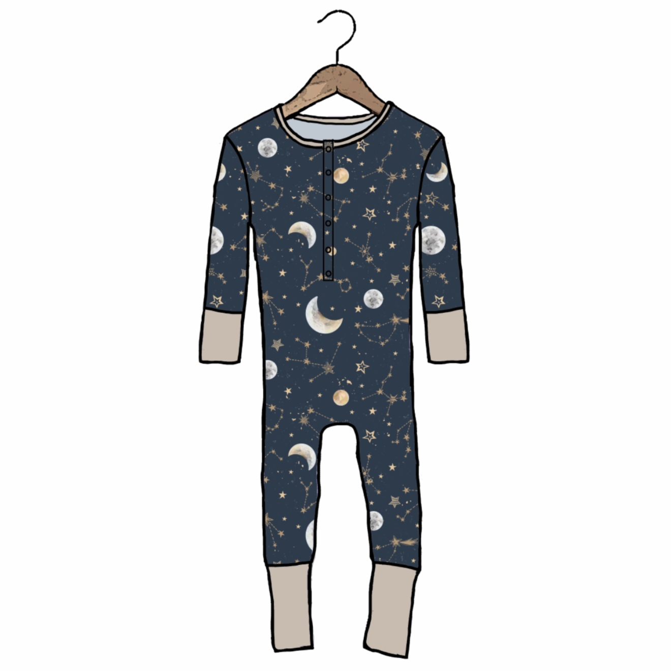 Starry Night At Your Leisure Snap Down Adult Romper