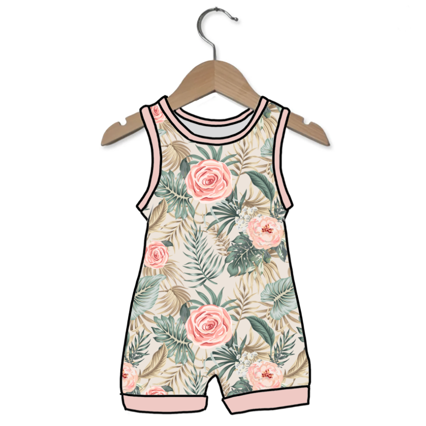 Peony Tropic Sleeveless Shorty Romper