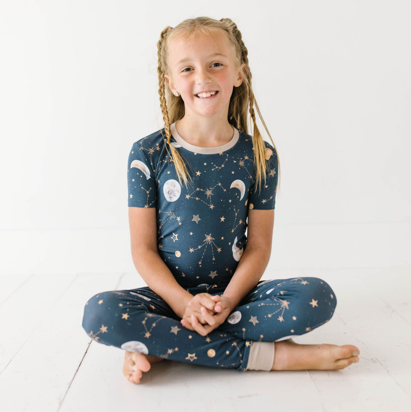 Starry Night Mini Ribbed Two Piece Kid's Jammie Set