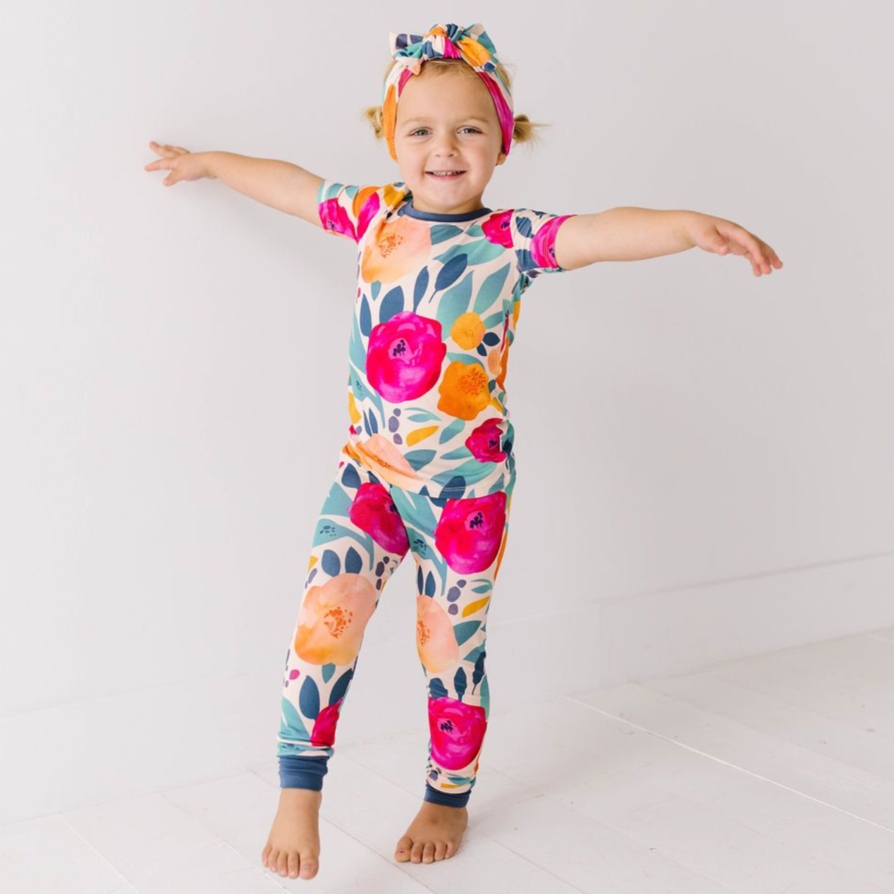 In Full Bloom Mini Ribbed Two Piece Jammie Set (18-24 mth- 5T)