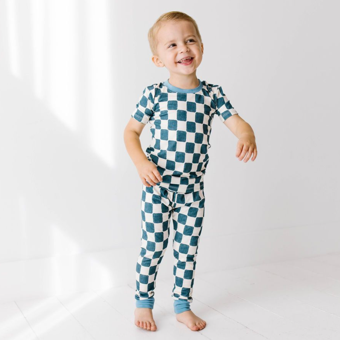 Checker Me Out Mini Ribbed Two Piece Jammie Set (18-24 mth- 5T)