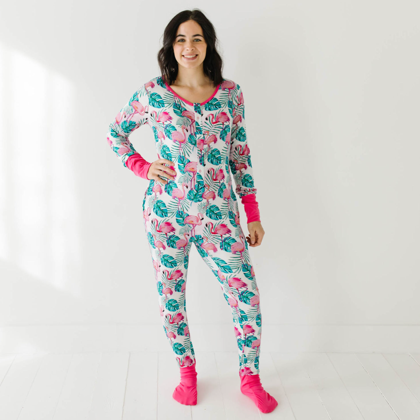 Flamingo At Your Leisure Snap Down Adult Romper